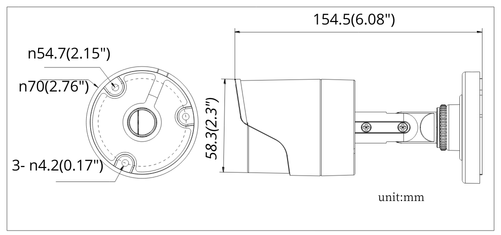 Dimensions Camera Hikvision DS-2CE16C0T-IR