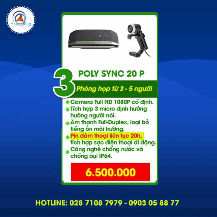 Thiết bị họp trực tuyến gói 3 Poly Sync 20P