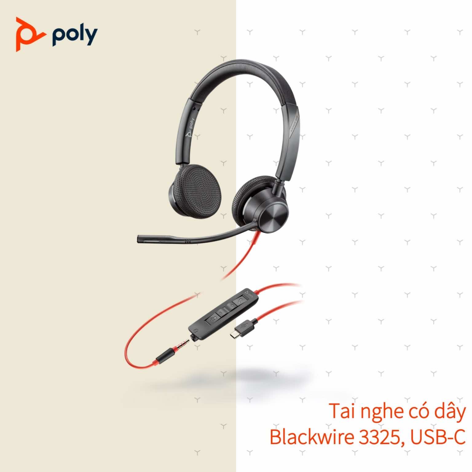 Tai nghe có dây Poly-Plantronics Blackwire 3325 USB Type A/C