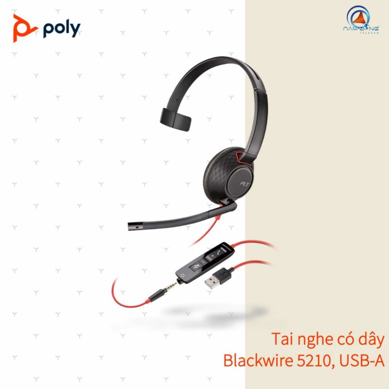 Tai nghe có dây Poly Blackwire 5210 USB Type AC