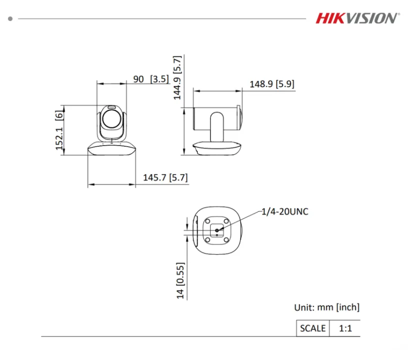 Dimension Camera Hikvision DS-VH22