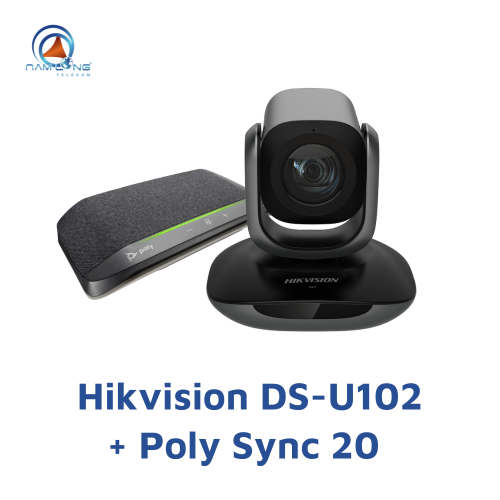 Bộ thiết bị họp Hikvision DS-U102 và loa Poly Sync 20