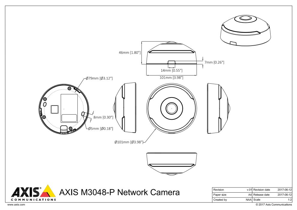 Kích thước Camera AXIS M3048-P