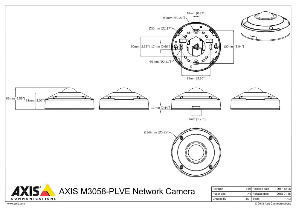 Kích thước Camera Axis M3058-PLVE