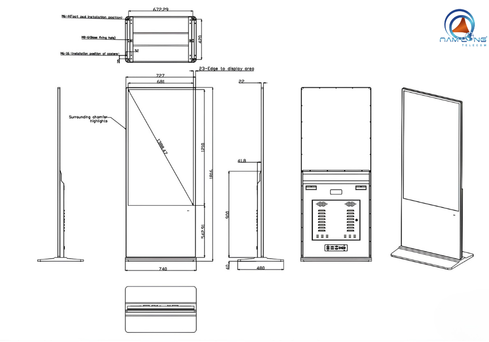 Bảng vẽ kỹ thuật màn hình quảng cáo Hikvision DS-D6055UT-D/S