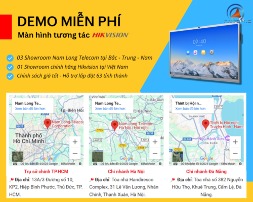 Demo miễn phí màn hình tương tác Hikvision tại 04 showroom trên toàn quốc