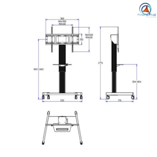 Bản vẽ kỹ thuật của giá treo màn hình điện tử DS-D5ABKE1-A50 