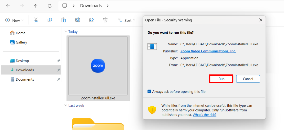 Bước 4: Xác nhận cài đặt khi có cảnh báo bảo mật