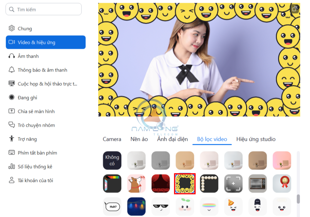 Chọn Filter yêu thích có trong danh sách