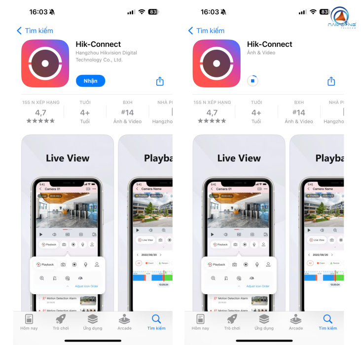 Bước 1, bước 2: Truy cập App Store, tìm Hik-connect