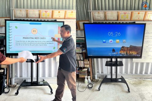 Lắp đặt màn hình tương tác dạy online cho giáo viên tại Long An