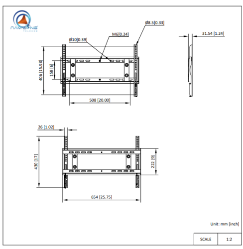 Kích thước Màn hình tương tác Hikvision DS-65D6N-NLT 65 inch