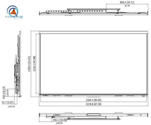 Kích thước và thiết kế màn hình tương tác Hikvision DS-D5C98PC