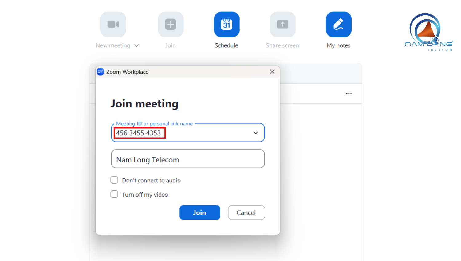 Bị lỗi Invalid Meeting ID do nhập sai ID phòng