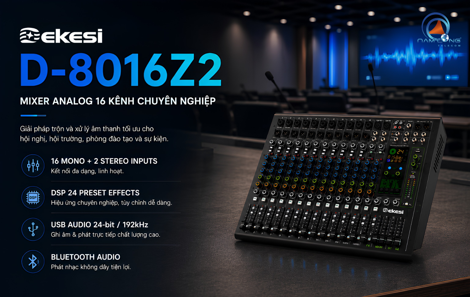 Điểm nổi bật Mixer Dekesi 16 Kênh D-8016Z2