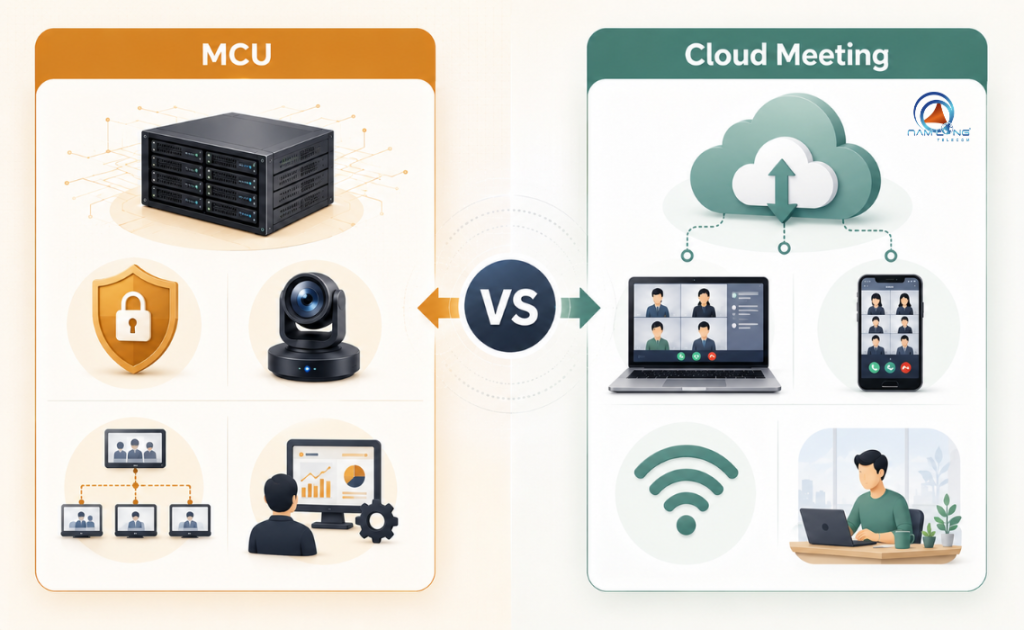 So sánh mô hình triển khai MCU và Cloud Meeting