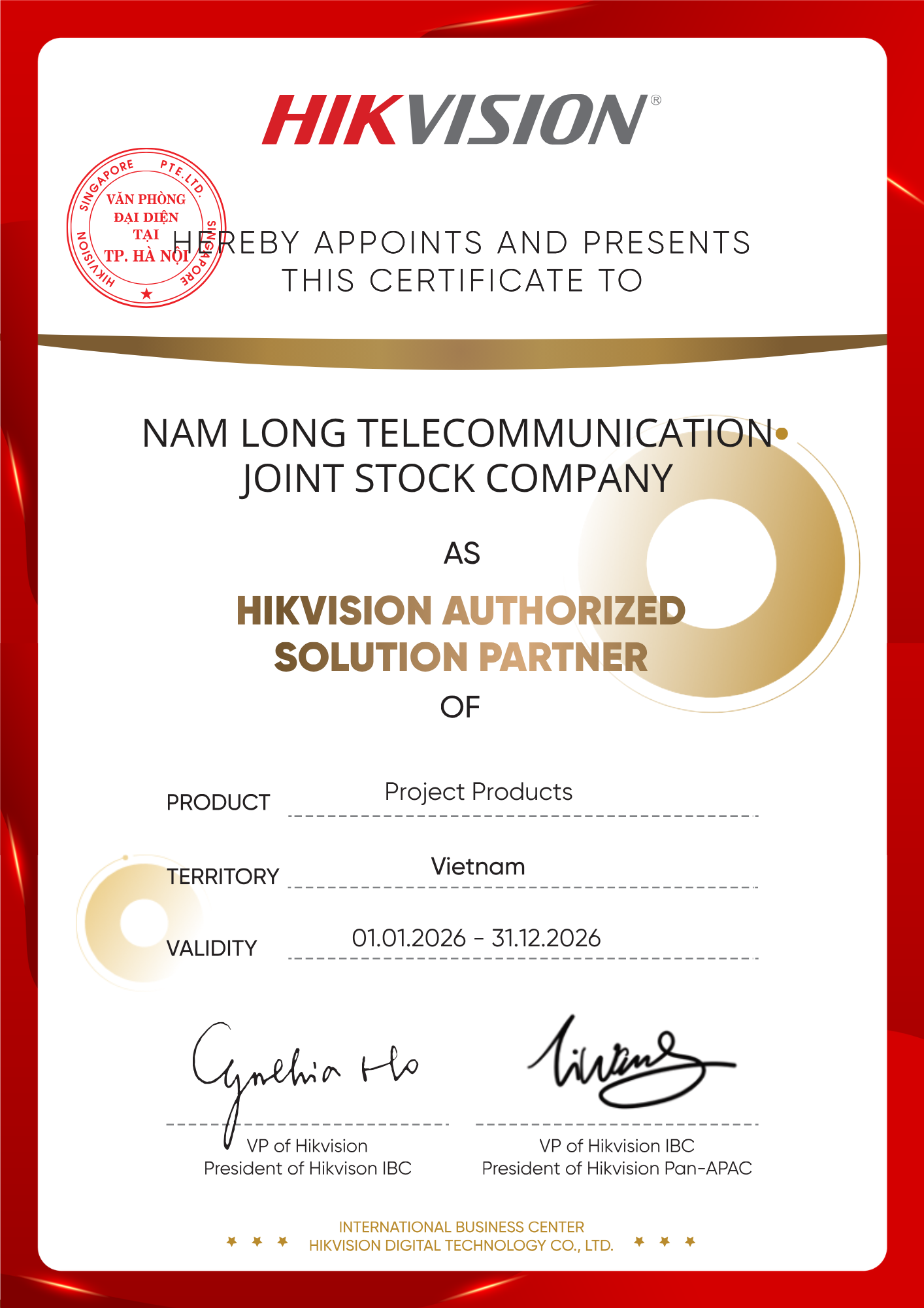 Nam Long Telecom ủy quyền phân phối sản phẩm Hikvision 2026