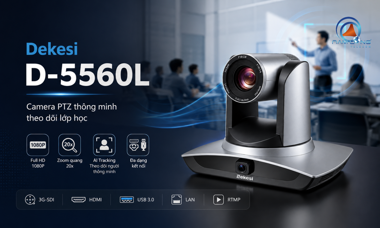 Camera PTZ Dekesi D-5560L AI tracking