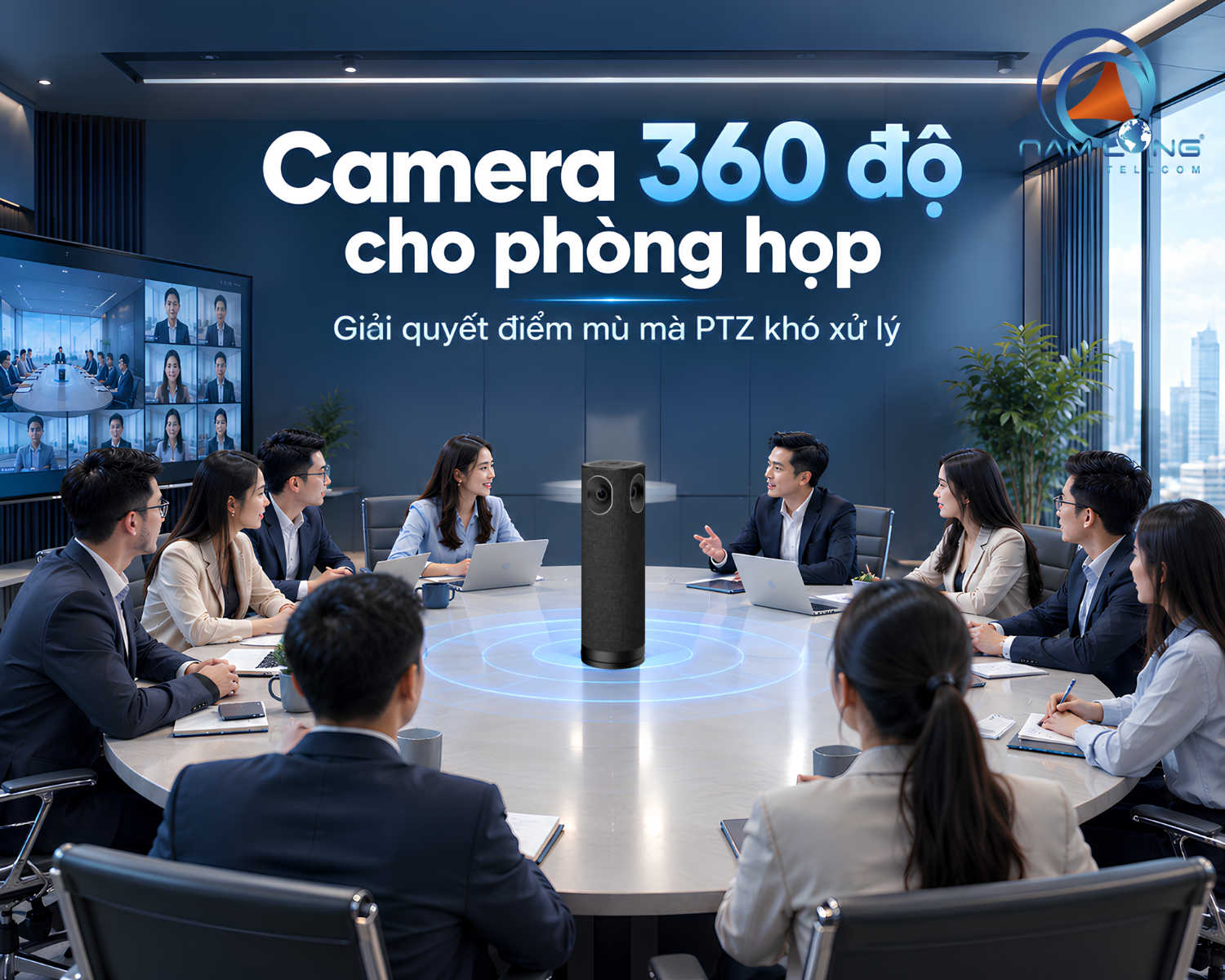 Camera 360 độ cho phòng họp: Giải quyết điểm mù mà PTZ khó xử lý