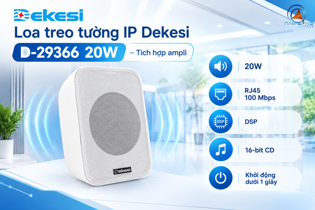 Loa treo tường IP Dekesi D-29366 20W – Tích hợp ampli