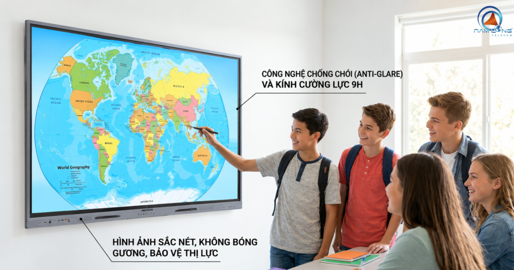 Màn hình tương tác được trang bị công nghệ chống chói Anti-Glare