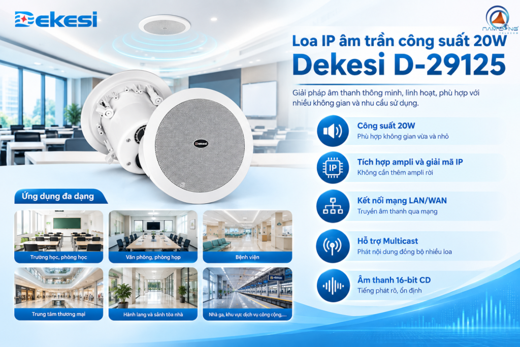 Loa IP âm trần công suất 20W Dekesi D-29125