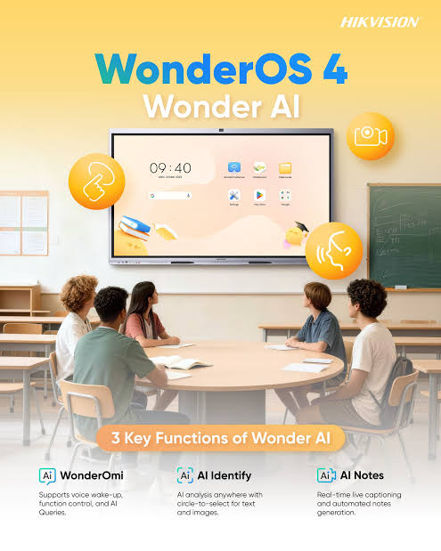 WonderOS 4 Wonder AI trên màn hình tương tác Hikvision